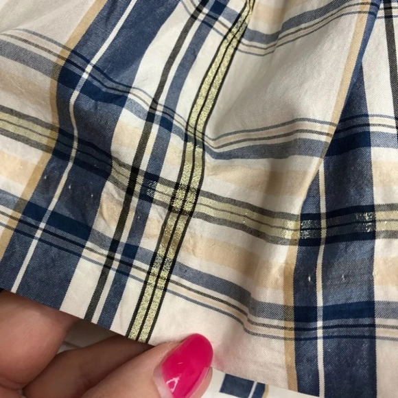 Janie and Jack skirt ivory & blue plaid silk blend size 6-12 months - Picture 8 of 9